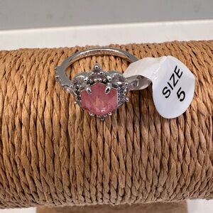 Bomb party Bp fizz Vintage-Inspired Pink and Silver Ring with Ornate Details